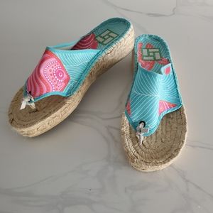 Wedge Resort Sandals Cote d'zur, France, Size 38 EUR or Size 7 USA